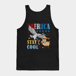 Merica Funny Eagle and Llama Stay Cool Tank Top